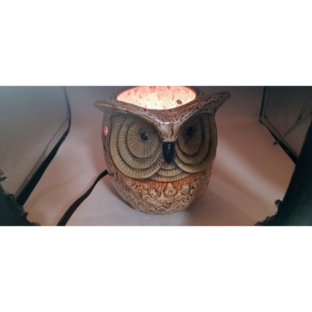 Ceramic Pottery Owl Nightlight Bedside Small Table Lamp Boho Decor